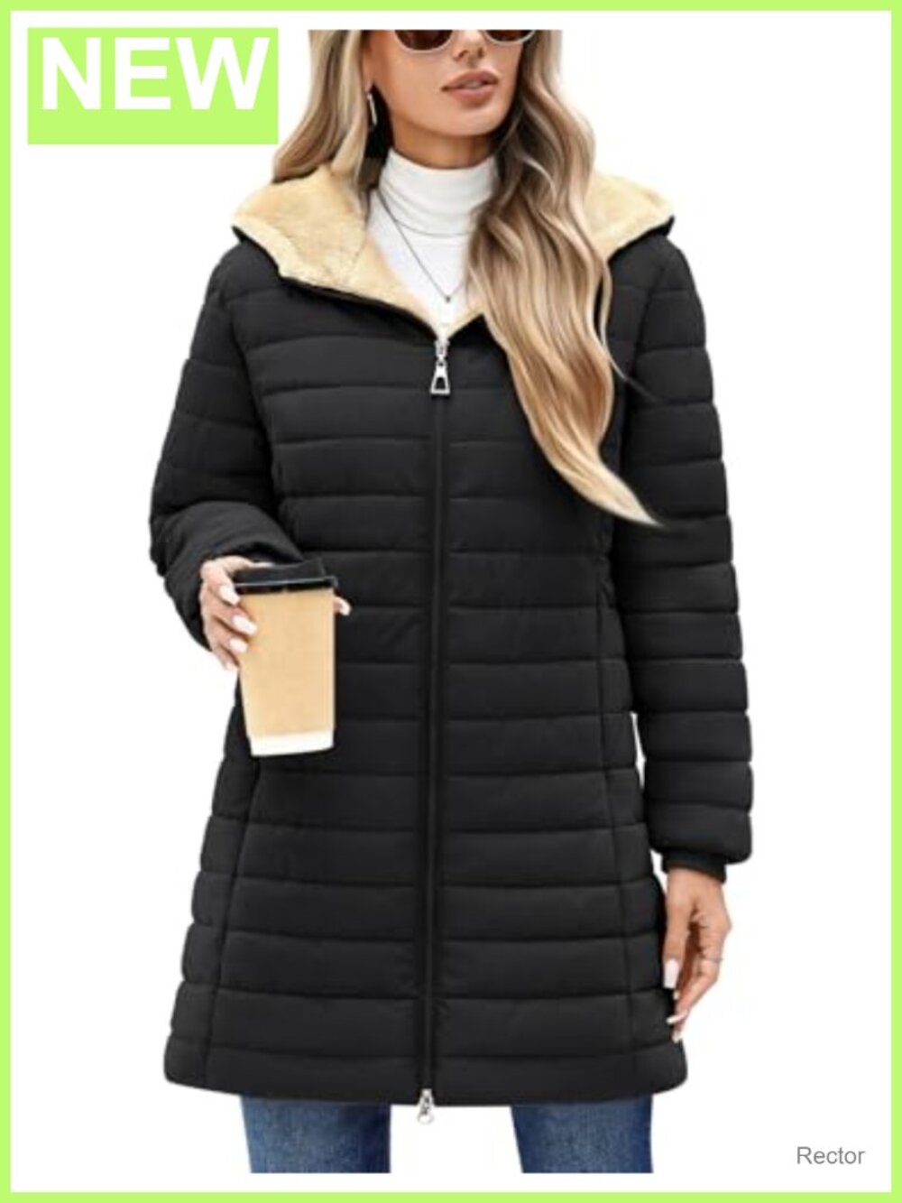 Women's Fleece Lined Quilted Lightweight Jacket Hooded Puffer Coat